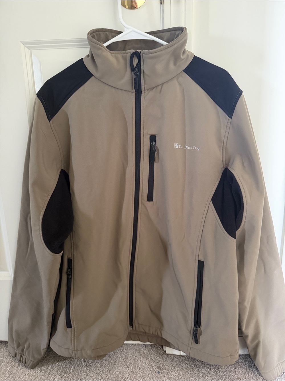 The Black Dog Men's Tan Jacket with Black Accents
